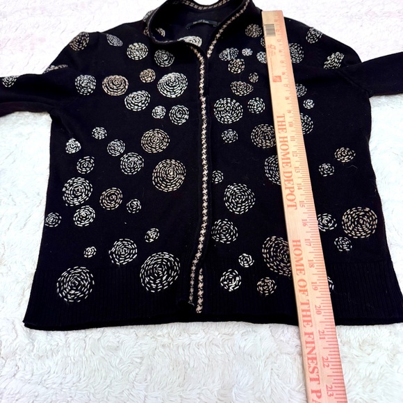 NIC+ZOE size M Coterie Cardigan fall cozy | Black w/ Gold Swirl Embroidery - Picture 2 of 6